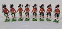 Eight (8) Britains " Black Watch Highlanders (5) & Gordon Highlanders (3) " Metal Toy Soldiers , 54mm