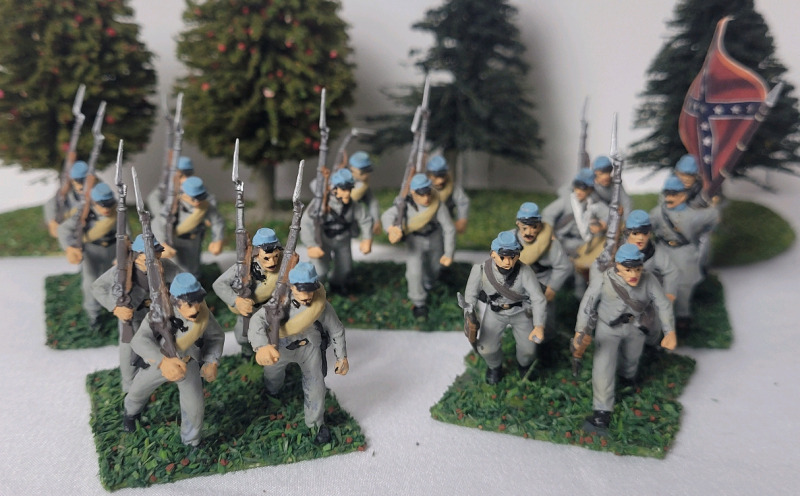 Five (5) Sets Handpainted Plastic 28mm Wargaming 15th Alabama Infantry Regiment Confederate Army Miniatures