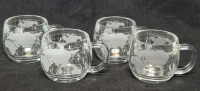 4 Glass Nestl&eacute; Mugs & Creamer - World Globe Pattern