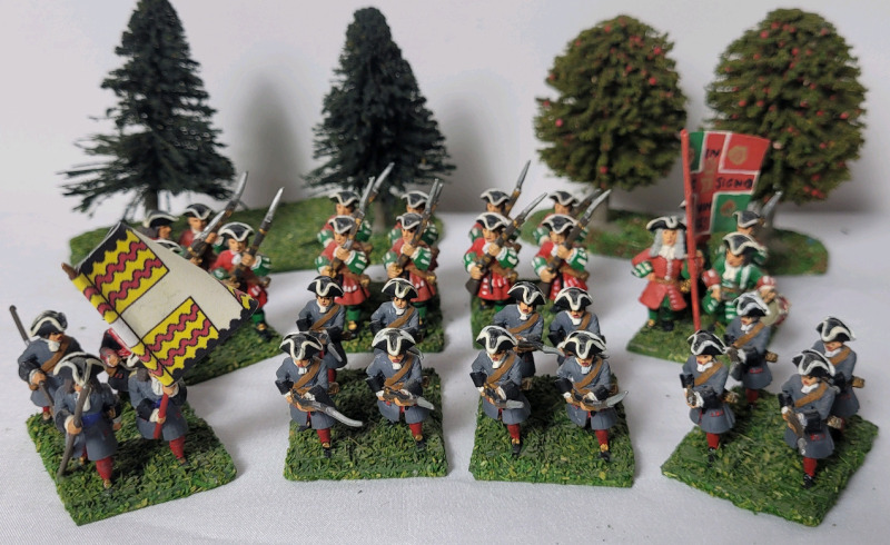 Eight (8) Sets Handpainted 28mm Cast Metal French Army Foot Regiments Seven Years War Wargaming Miniatures