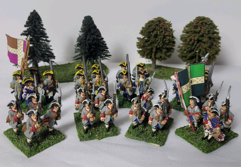 Eight (8) Sets Handpainted 28mm Cast Metal French Army Foot Regiments Seven Years War Wargaming Miniatures