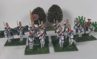 5 Pairs Of Lead Horsemen Infantry Napoleanic Horse Handpainted Approximately 2" one Flag Carrier Miniatures on Stands