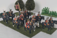 6 Pairs Of Lead Horsemen Infantry Napoleanic Horse Handpainted Approximately 2" one Flag Carrier Miniatures on Stands