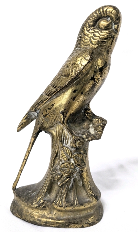 Mid Century Modern MCM Brass Budgerigar Parakeet Budgie Statue | 8" Tall