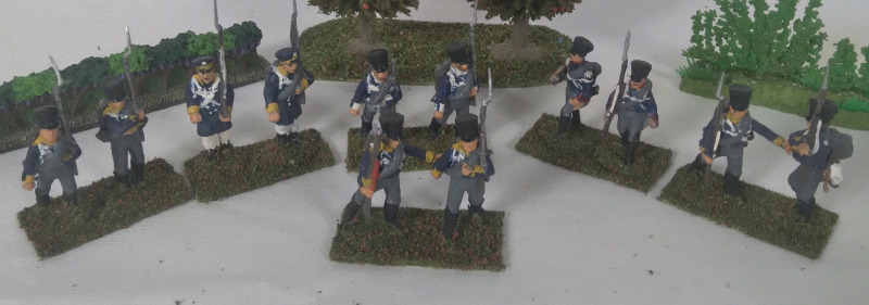 6 Pairs of Silesian Infantry Plastic Minitures Approximately 1.5" Hand Painted With Stands