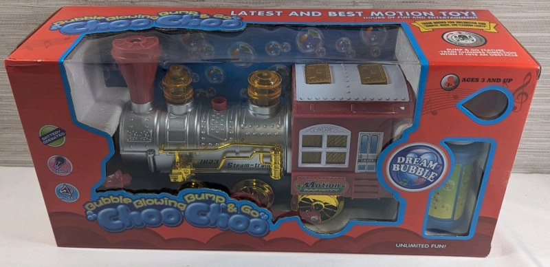 Bubble Blowing Bump & Go Choo Choo (Train) - Blows Bubbles - Lights - Music - Includes Bubble Solution