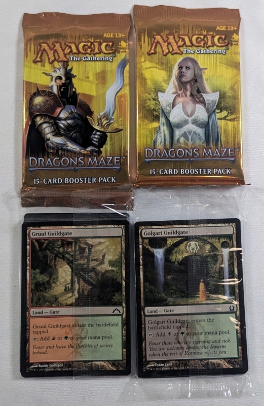 4 New Sealed Magic the Gathering Playing Card Packs- 2 Dragons Maze 15 Card Booster Packs - 2 Pre-Release Packs From Dragons Maze Set