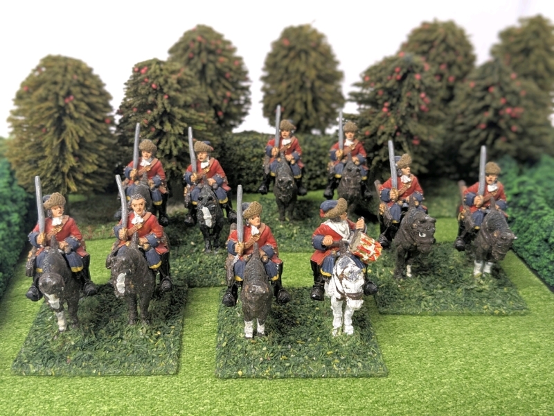 5 Pairs 28mm Handpainted Cast Metal British Wargaming Figures : Ross's Calgary Dragoons on Flocked Bases | 2" Tall