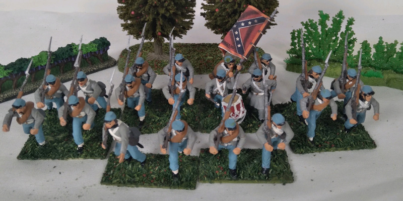 6 Squads of Plastic Handpainted Civil War Confederate Soldiers Miniatures 23rd Virginia Approximately 1.5"on Stands