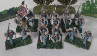 6 Squads of Plastic Handpainted Civil War Confederate Soldiers Miniatures 13th Miss Approximately 1.5"on Stand