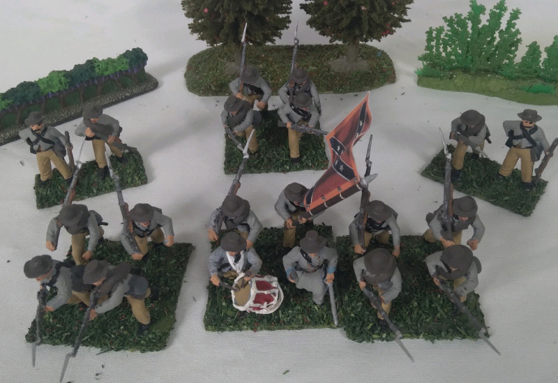 6 Squads of Plastic Handpainted Civil War Confederate Soldiers 14th Virginia Miniatures Approximately 1.5"on Stand