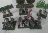 6 Squads of Plastic Handpainted Civil War Confederate Soldiers 14th Virginia Miniatures Approximately 1.5"on Stand