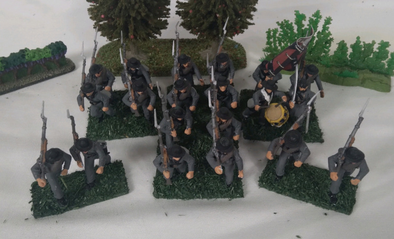 6 Squads of Plastic Handpainted Civil War Confederate Soldiers 4th Texas Miniatures Approximately 1.5"on Stand