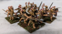 4 Quartets (16 Total) Hand Painted Lead Miniatures. Welding Spear and Shield. 1.5" Tall. On Flocked Base.