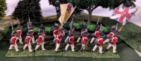 4 Quartets (20 Total) Hand Painted Lead Miniatures. Labelled 64th Regiment of Foot. 1.5" Tall. On Flocked Bases