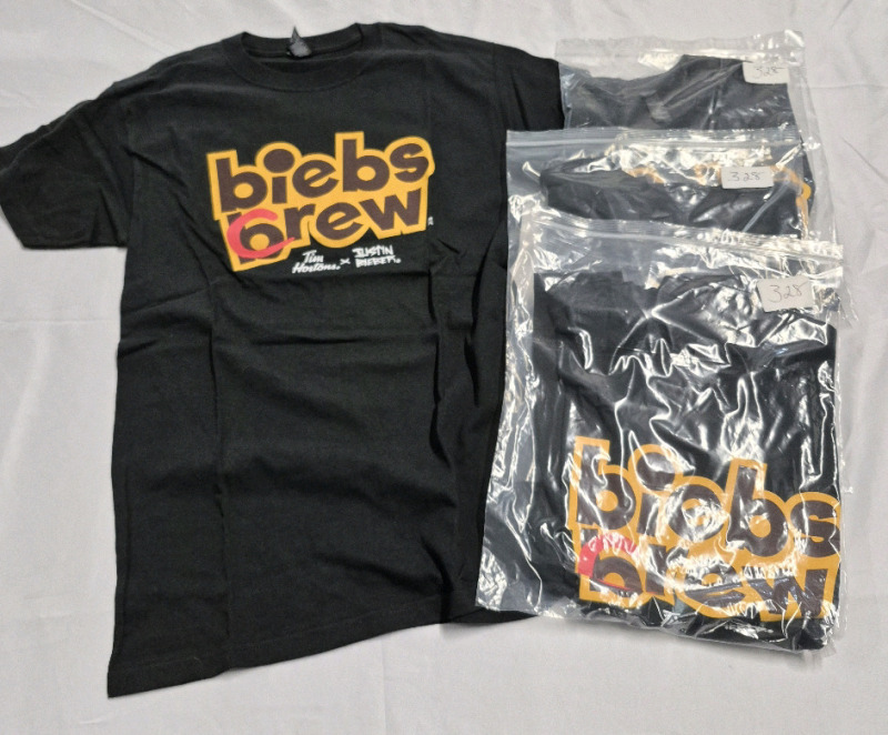 4 New Size Small Tim Hortons x Justin Bieber Biebs Brew Crew T-shirts