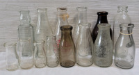 14 Vintage Dairy Farm / Milk Bottles , Various Bottlers . Various Sizes , 5" to 10" Tall .