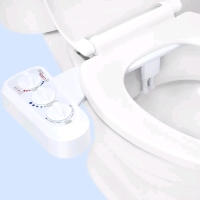 New Living Basics Non-Electric Hot and Cold Water Toilet Bidet, Self Cleaning Dual Nozzle Bidet Toilet Attachment Adjustable Water Pressure and Temperature