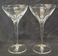 Pair of Crystal Royal Doulton Over Sized Martini Glasses 9.5" Tall
