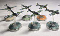 6 Metal German Hand-painted Airplane Miniatures on Plastic Stands | Appears to be painted as a Focke-Wulf Fw 190 | Likely from Blood Red Skies Wargame 1.5" Long 2" Tall
