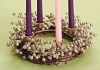 New 14" Diameter Champagne Berry Advent Wreath w 4 Candleholders (Candles Sold Separately)