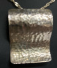 925 Sterling Silver Hammered Finish Wavy Design Slide Pendant 925 Italy Chain - 2