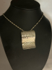 925 Sterling Silver Hammered Finish Wavy Design Slide Pendant 925 Italy Chain - 3