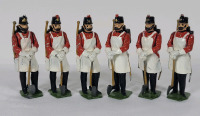 Six (6) Britains " Fort Henry Guards " Metal Toy Soldiers , 54mm .