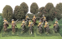 5 Pairs 28mm Handpainted Cast Metal British Wargaming Figures : Robsteen Trompe Calgary Dragoons on Flocked Bases | 2" Tall