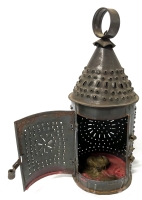 Vintage Pierced Tin Candle Lantern | 10.35" Tall