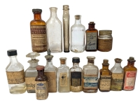 1930's Vintage Glass Medicine Bottles, incl Vaseline, Iodine (w Embossed Skull & Crossbones Poison Symbol) | Up to 5.5" Tall