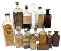 Antique 1919 to Vintage Glass Liniment, Cough Syrup + Medicine Bottles | Up to 8.75" Tall