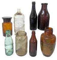 Thick Vintage Amber, Green, Smoke & Clear Glass Bottles incl Yorj Springs, Nelson Hotel, Certo, Pure Milk Corporation + | Up to 7.5" Tall