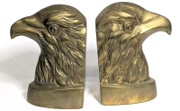 Pair of Vintage Brass Eagle Head Bookends | Made in Korea | 5" Tall ea