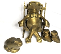Fantastic Vintage Brass Figures: Frog in Rocking Chair, Singing Frog & 2 Owls | Up to 3.75"