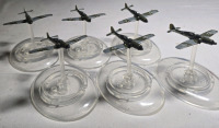 6 Metal German Hand-painted Airplane Miniatures on Plastic Stands | Appears to be painted as a Focke Wulf FW 190 | Likely from Blood Red Skies Wargame 1&frac34;" Long 2" Tall