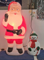Vintage 2 Pcs | Santa & Snowman Blowmold | Tallest Mold Measures " Tall * Santa Is Tested & Working *