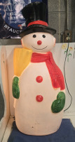 Vintage Blowmold Snowman w/ Broom & Mittens | Approx 42&rdquo; Tall Made In Canada * Tested & Working *