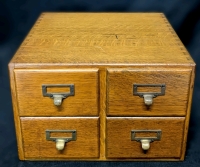 Gorgeous Vintage Golden Oak Index Card Filing Cabinet w Dovetail Joints | 13.5" x 14" x 9" Tall