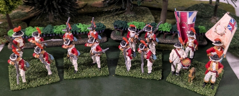 4 Quartets (20 Total) Hand Painted Lead Miniatures. Labelled 40th Regiment of Foot. 1.5" Tall. On Flocked Bases