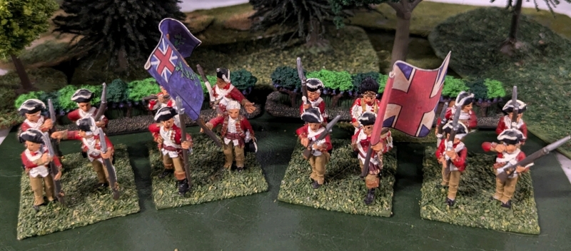 4 Quartets (20 Total) Hand Painted Lead Miniatures. Labelled 52nd Regiment of Foot. 1.5" Tall. On Flocked Bases