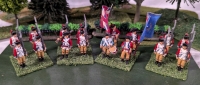 4 Quartets (20 Total) Hand Painted Lead Miniatures. Labelled 21st Regiment of Foot. 1.5" Tall. On Flocked Bases
