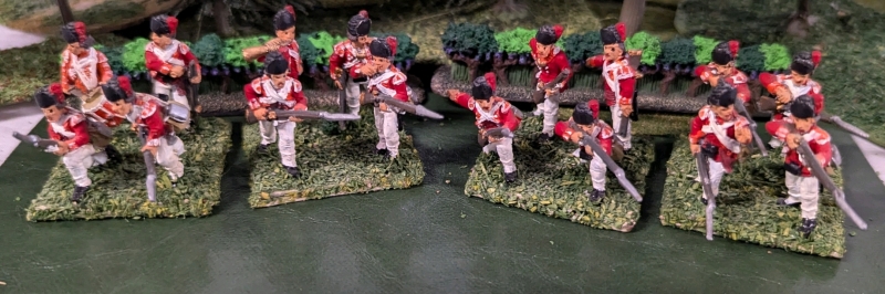 4 Quartets (20 Total) Hand Painted Lead Miniatures. Labelled 38th Light Infantry. 1.5" Tall. On Flocked Bases