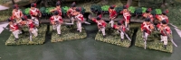 4 Quartets (20 Total) Hand Painted Lead Miniatures. Labelled 38th Light Infantry. 1.5" Tall. On Flocked Bases