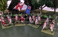 4 Quartets (20 Total) Hand Painted Lead Miniatures. Labelled 2nd Foot Guards the Coldstream. 1.5" Tall. On Flocked Bases