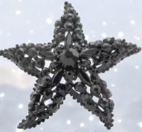 Florenza Starfish Brooch Black Rhinestone Genuine Vintage Circa 1960<br/>