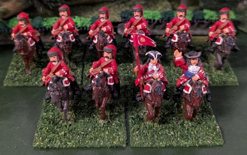 5 Pairs (10 Total) Hand Painted Lead Miniature Calvery. Labelled Dragoon Spully. 1.5" Tall. On Flocked Bases