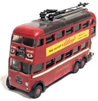 HEAVY Handpainted LDM (Lansdown?) London Transport #607 Trolley Bus w Passengers, Staff & Skull + Crossbones Stamp | 2.25" Tall (Presumed 1:76 Scale)