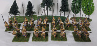 Ten (10) Sets Handpainted Macedonian Phalangites Foot Soldiers Wargaming 28mm Plastic Miniatures .