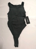 New ALPHALETE Women's Cut Out Bodysuit: Size Small (Pietro Grey)